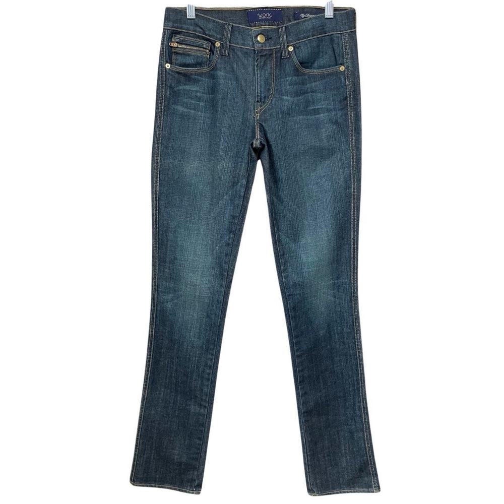 WORK Custom Shop ZIP DRAINPIPE Jeans Women’s 28 Blue Midnight Wash Midrise NEW